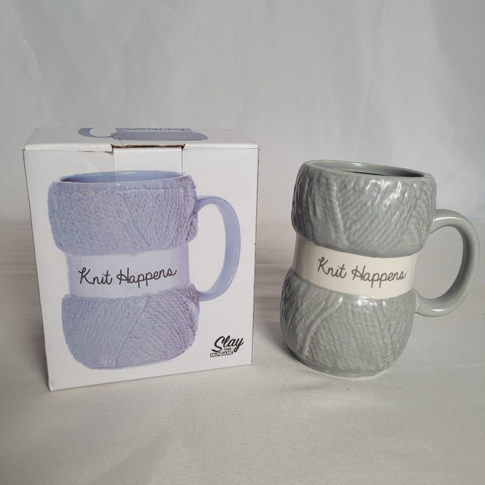 Knit Happens Knitting Coffee Tea Mug New In Box